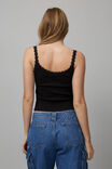 Lace Trim V Neck Tank, BLACK - alternate image 3