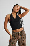 Kelly Mesh Cowl Neck Halter, BLACK - alternate image 3