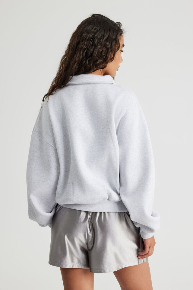 Chloe Collar Zip Through, SILVER MARLE/STUDIO ADORE