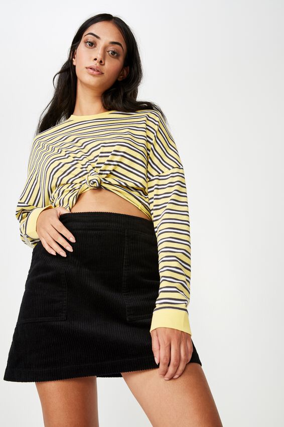 Cord Skirt, BLACK