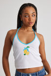 Graphic Halter Top, WHITE/LEMONS - alternate image 4