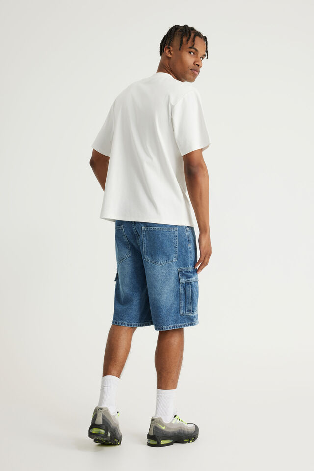 Half Half Cargo Denim Short, TIDAL BLUE