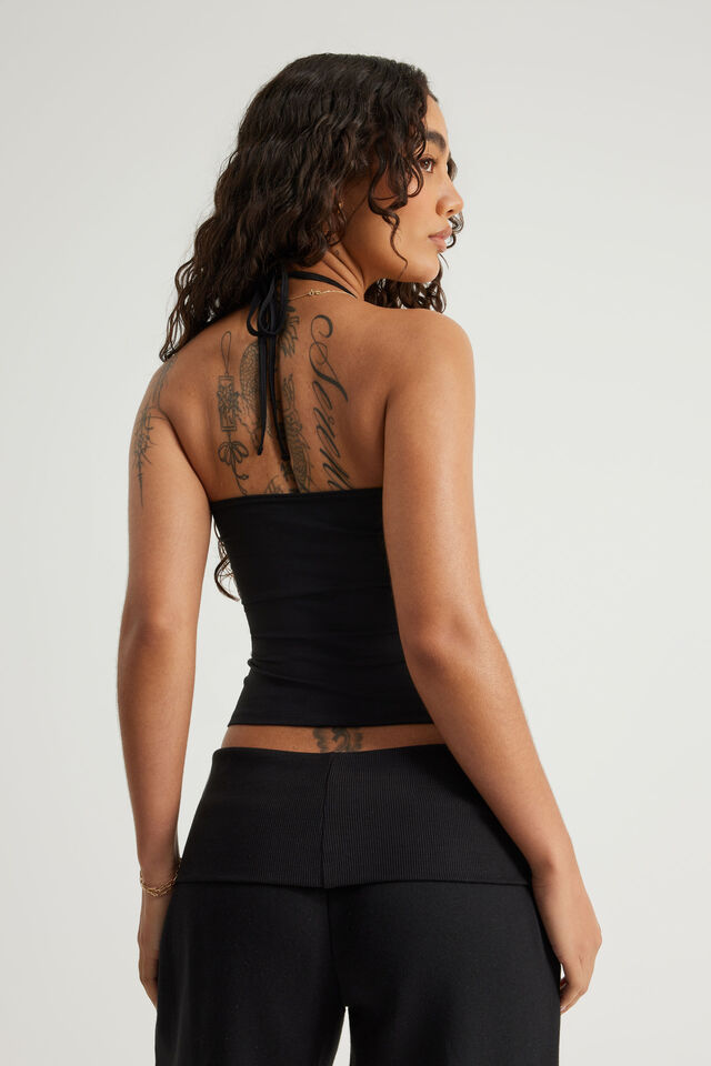 Snatched Halter Top, BLACK