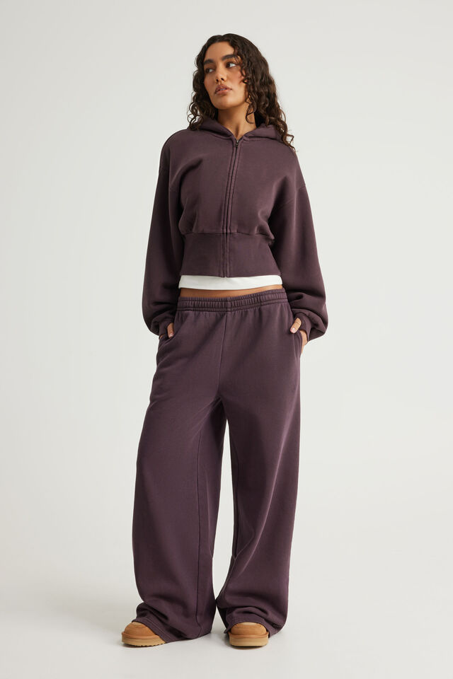 Classic Wide Leg Trackpant, WASHED FROZEN BERRY