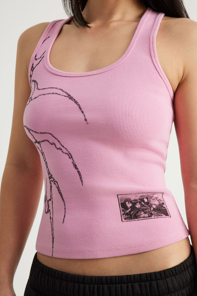 Attack On Titan Racer Tank, LCN AOT WASHED POP PINK / SKELETON