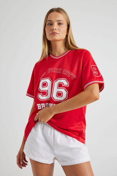 V Neck Sports Jersey, POST BOX RED/NYC
