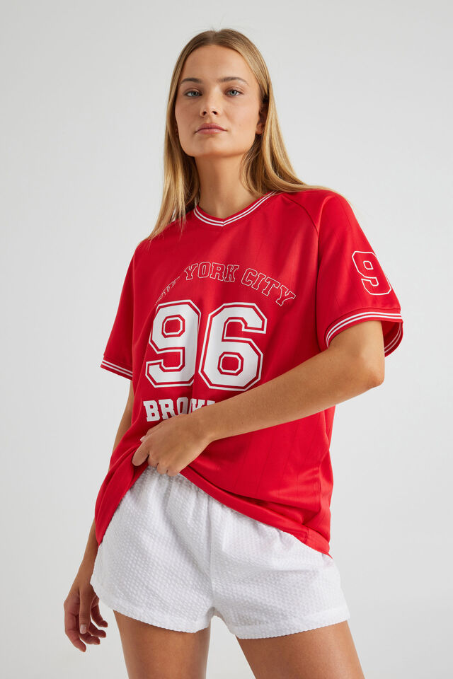 V Neck Sports Jersey, POST BOX RED/NYC
