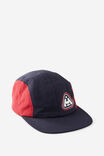 Half Half Nylon 4 Panel Cap, NAVY RED WHITE TRI STAR LOGO - alternate image 1