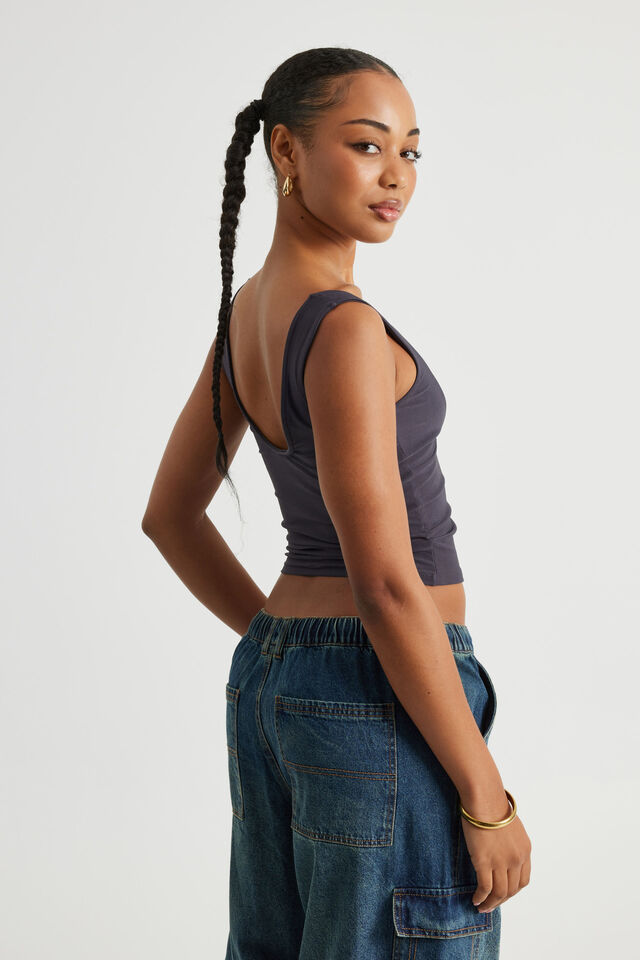 Sienna Low Back Tank, IRON GREY