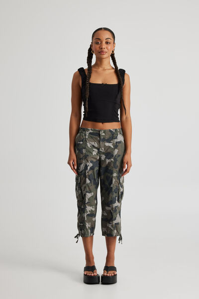 Woven Capri Cargo, CAMO
