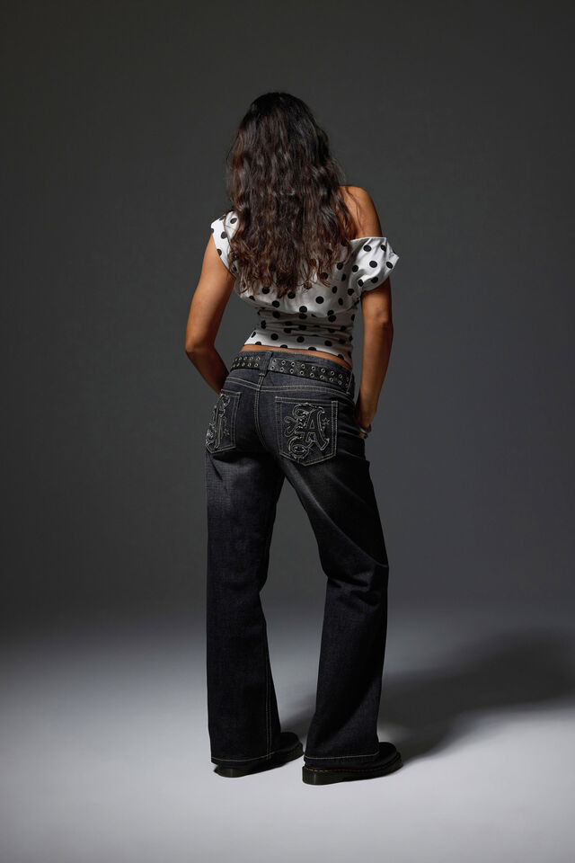 Luca Low Rise Bootleg Jean, BLACK AMEX