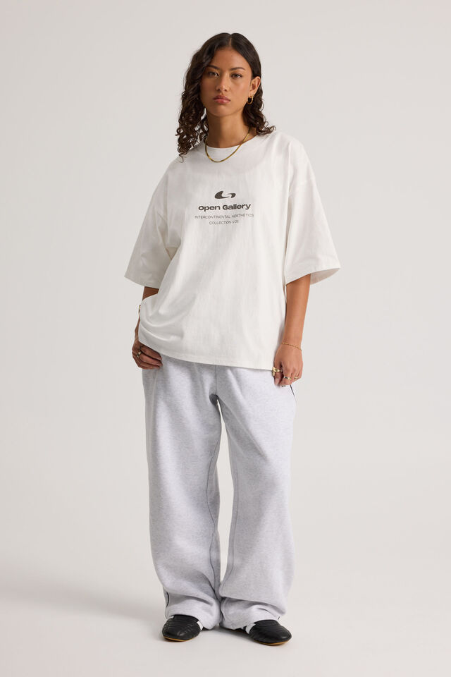 Open Gallery Baggy Track Pant, OG SILVER MARLE/PIPING