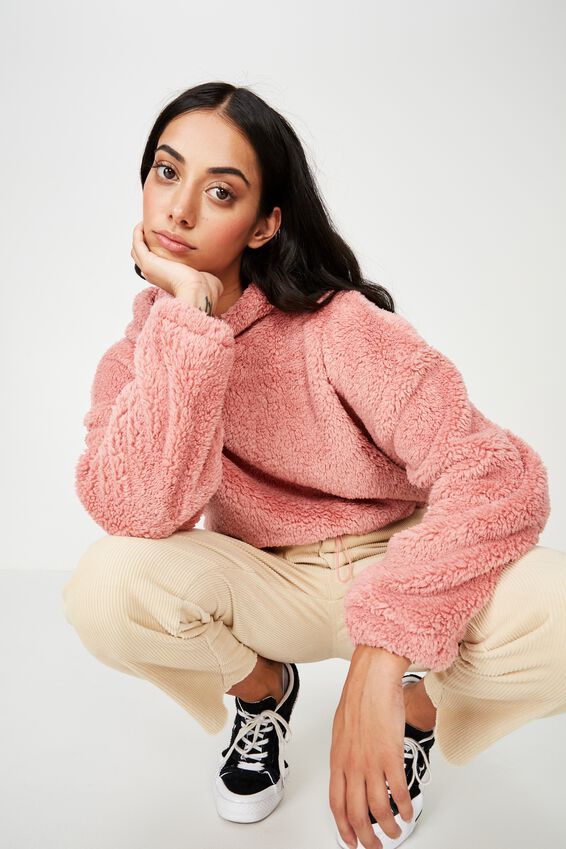 Plush Toggle Hem Hoodie, DUSTY ROSE
