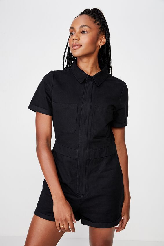 Utility Jumpsuit, BLACK