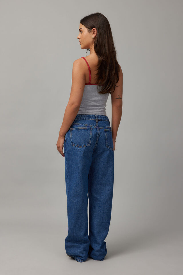 Mid Rise Straight Jean, MID BLUE