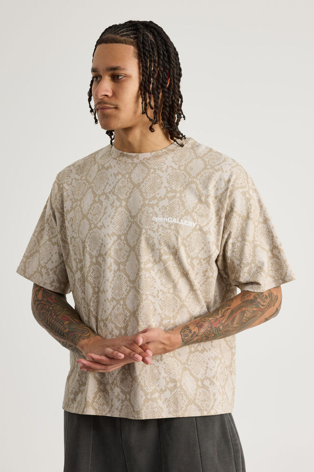 Open Gallery Box Fit Tshirt, OG SNAKESKIN/OPEN MIND