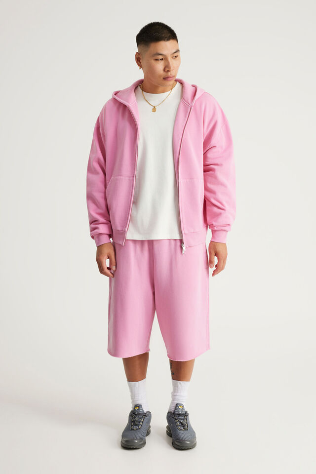 Authentics Boxy Zip Thru Hoodie, WASHED POP PINK