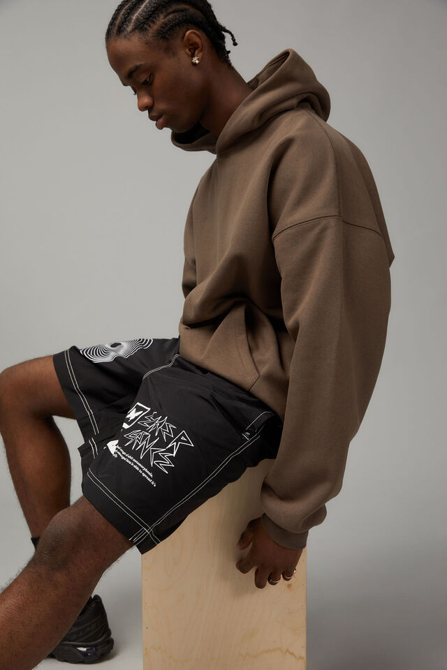 Half Half Graphic Street Short, BLACK/GRAPHIC