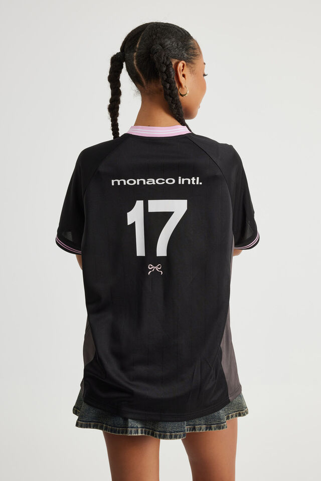 V Neck Sports Jersey, BLACK/MONTE CARLO