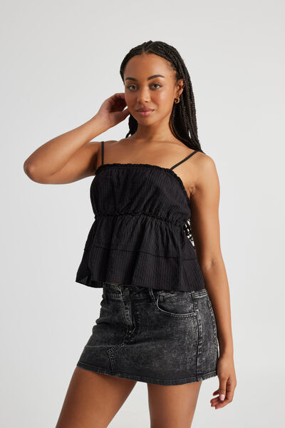 Luca Ruffle Top, BLACK
