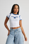 Fitted Baby Tee, WHITE  BLUE/NYC - alternate image 2