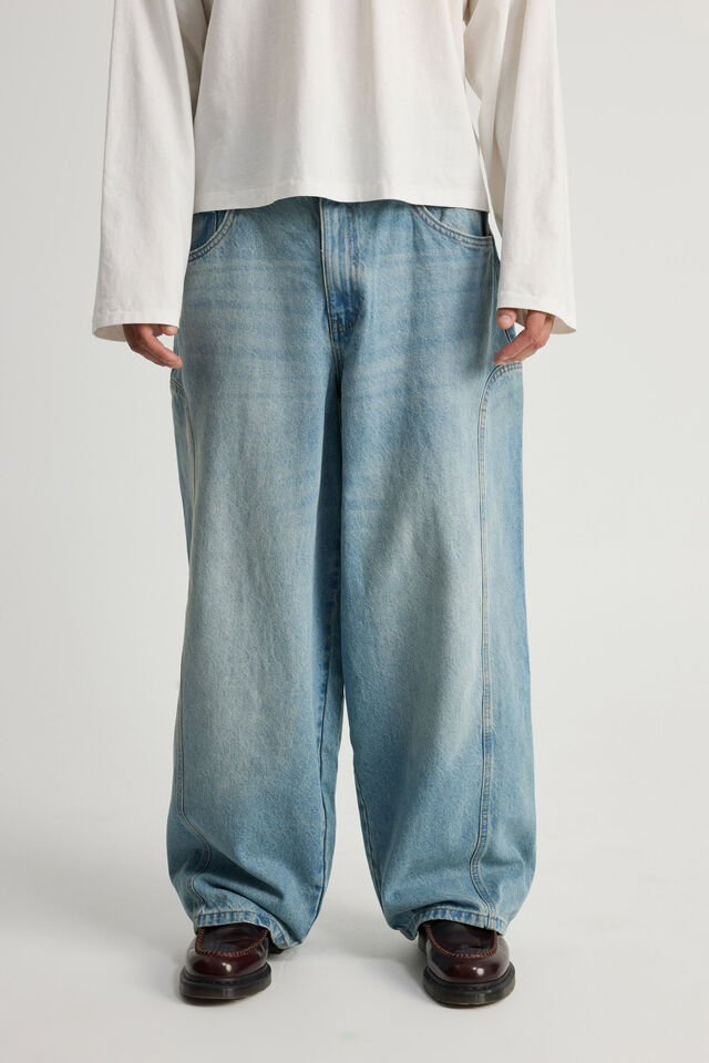 Open Gallery Barrel Leg Jean, OPEN BLUE