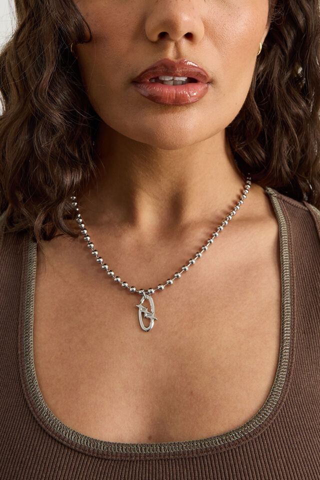 Ball Chain Necklace, SILVER