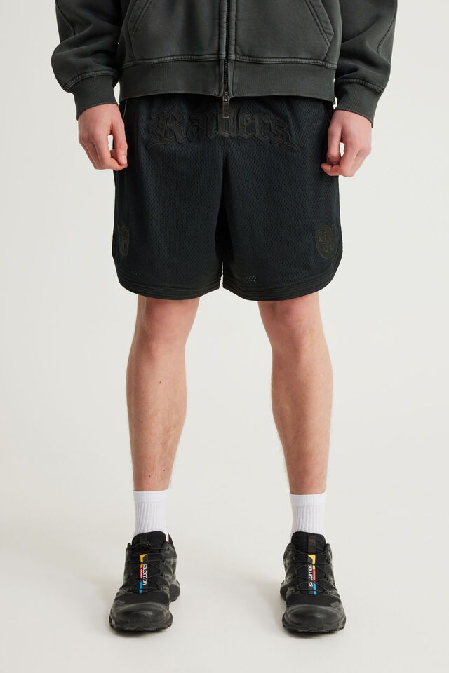 Nfl Basketball Short, LCN NFL PURE BLACK / GOTHIC STEALTH RAIDERS