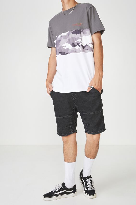 Knit Denim Walk Short, BLACK