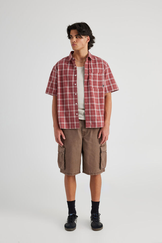 Short Sleeve Shirt, RED CHECK