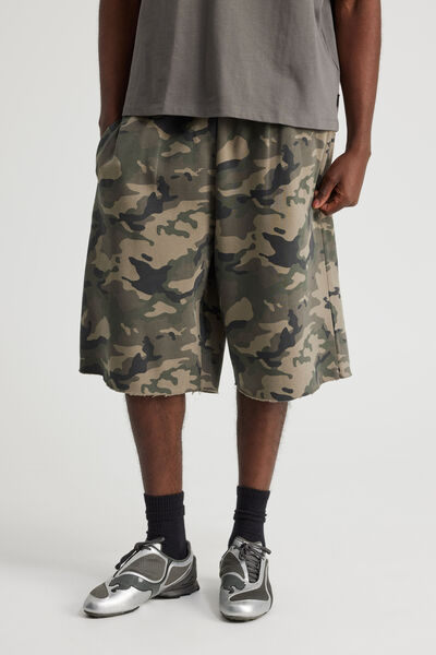 Baggy Track Short, WASHED BUSH CAMO