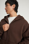 Authentics Boxy Zip Thru Hoodie, WALNUT - example image 4