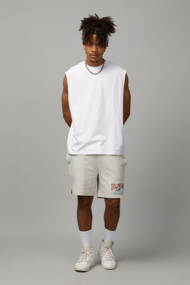 Nfl Textured Knit Track Short, LCN NFL GREY MARLE/DOLPHINS