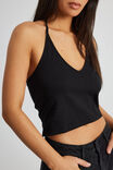 Milly V Neck Halter Top, BLACK - alternate image 4