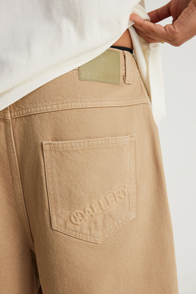 Open Gallery Baggy Denim Short, WASHED SAND