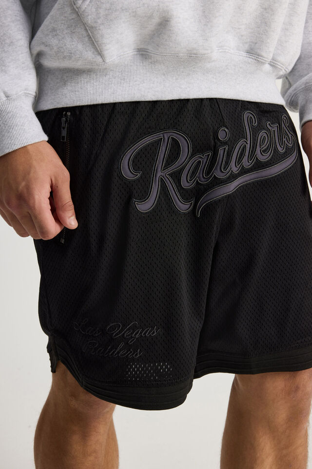 Nfl Basketball Short, LCN NFL BLACK/RAIDERS SCRIPT STEALTH
