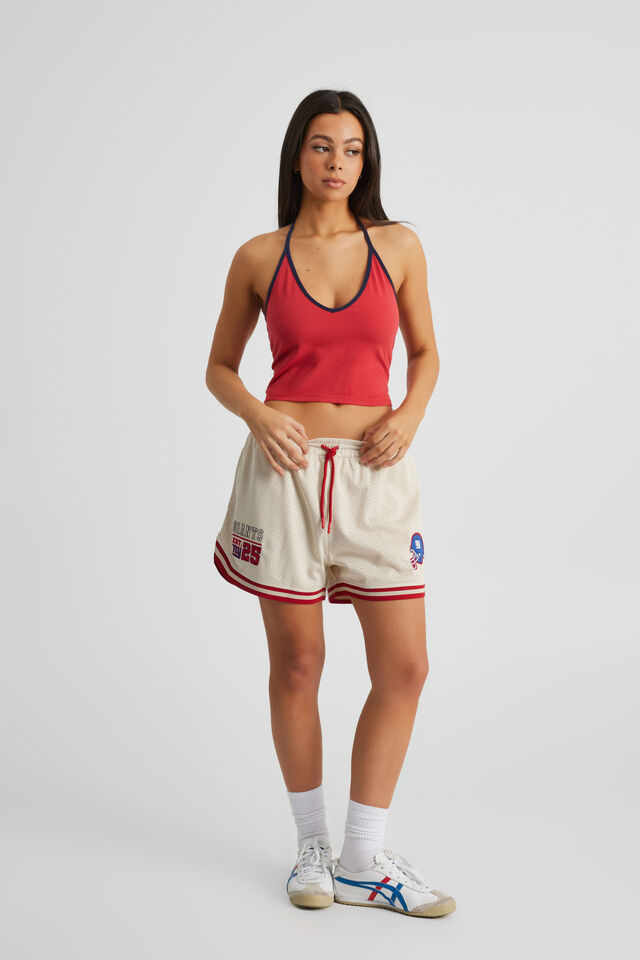 Milly V Neck Halter Top, RED/NAVY