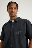 Notion Boxy Cropped Short Sleeve Shirt, NOTION BLK GRITTY STRIPE/BACK GRAPHIC - example image 3