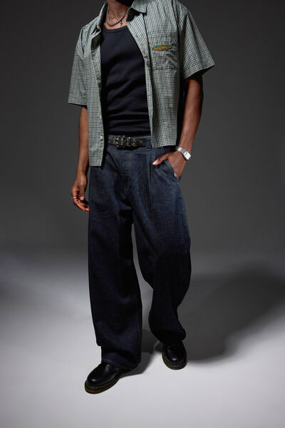 Half Half El Grande Baggy Jean, PLEATED DARK RAW