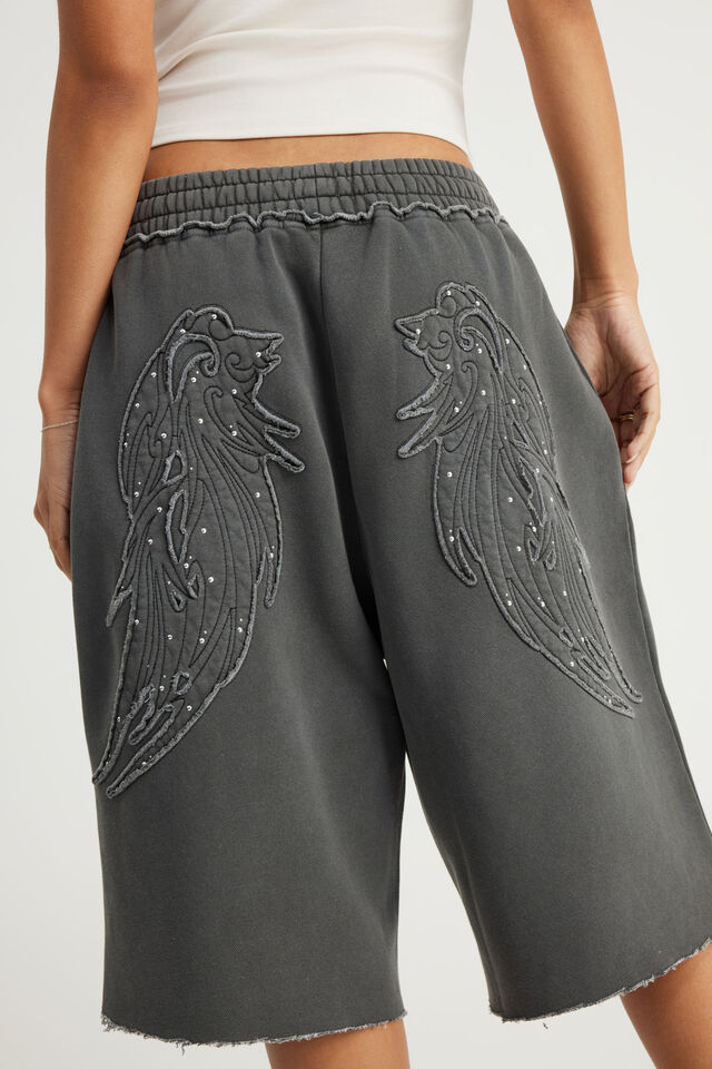 Baggy Track Short, NTN WASHED BLACK/ANGEL OR DEMON