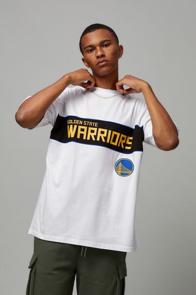Oversized Nba Panelled T Shirt, LCN NBA WHITE PANEL/GOLDEN STATE WARRIORS