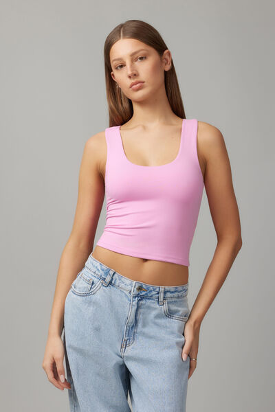 Lottie Scoop Neck Tank, PINK