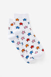 Girls Everyday Quarter Sock, WHITE MULTI STARS - alternate image 1