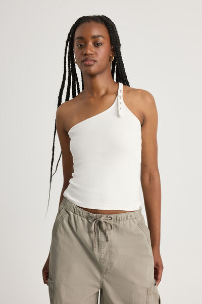 One Shoulder Buckle Top, CLOUD