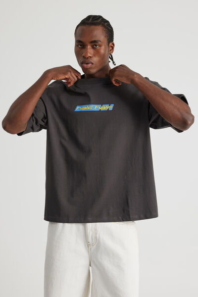 Half Half Box Fit Graphic T Shirt, HH SLATE/HALF HALF TRIPLE TIME