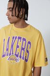 NBA LA Lakers Oversized T Shirt, LCN NBA WASHED GOLD/LAKERS CURVED