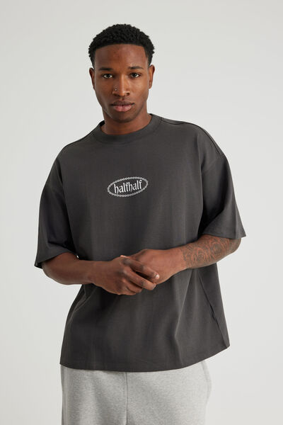 Half Half Heavyweight Box Fit Graphic Tshirt, HH SLATE/CHAIN GRAFFITI