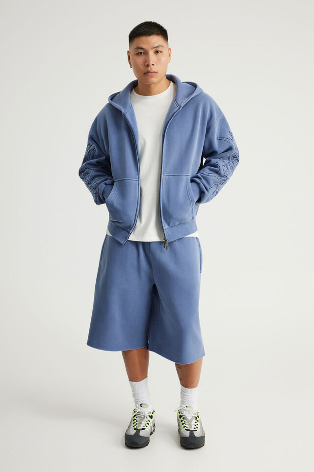 Notion Zip Thru Hoodie, NTN WASHED BOSTON BLUE/TATTOO