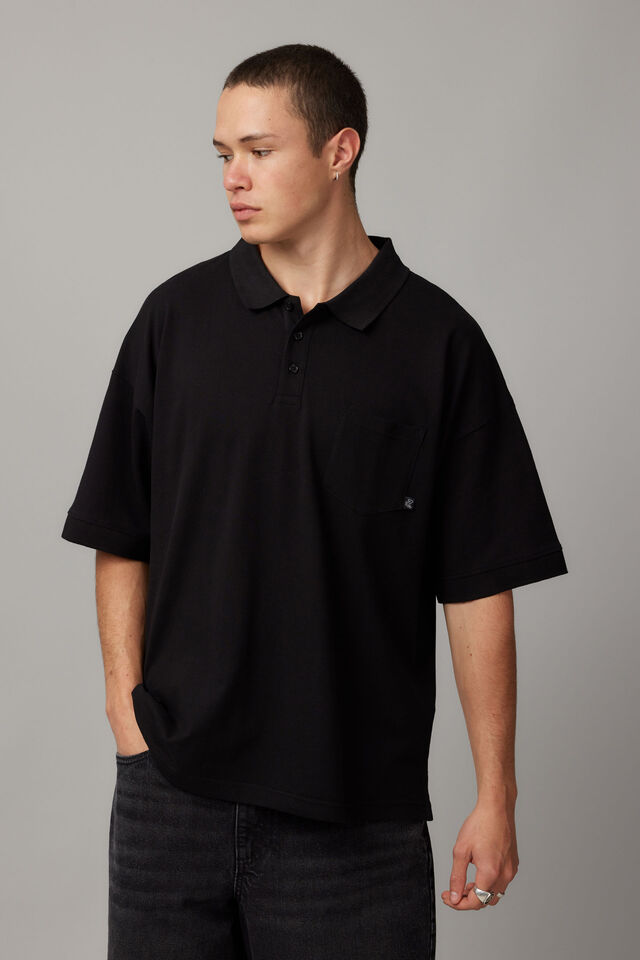 Oversized Polo, BLACK