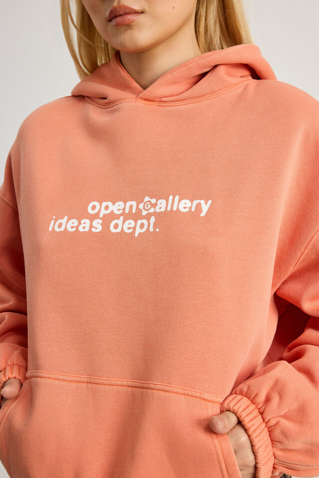 Open Gallery Boxy Hoodie, OG WASHED RICH ORANGE/SOCIAL MOVEMENT